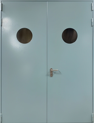 Двупольная противопожарная дверь с круглым остеклением ei-60