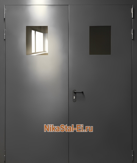 Двупольная противопожарная дверь ДСВ с остеклением ei-60