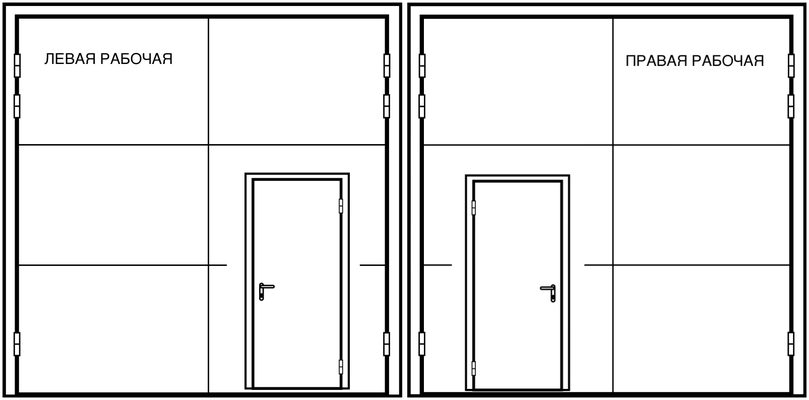 Ворота с калиткой в нерабочей створке